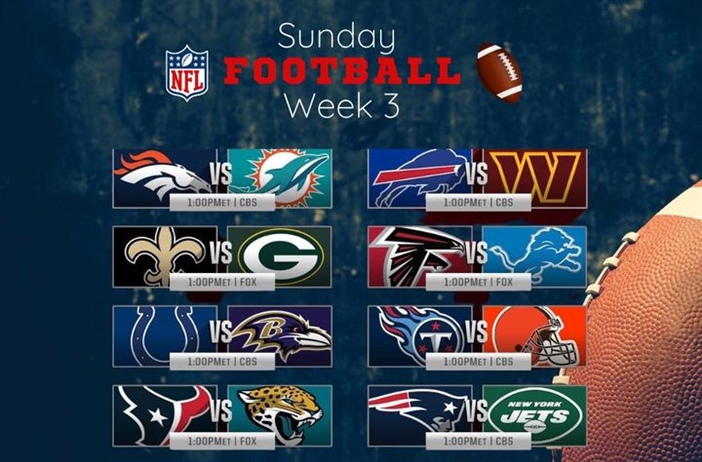 🏈 Here we go week 3!! Sunday Football Funday!! Crappy, rainy day outside but perfect day here inside for some football, beer and wings!

Lots of great games today! Kenny working the 1st half of the day and Jessica Ainslie taking over for the 2nd half. 

Let’s goooooo!! 🍻