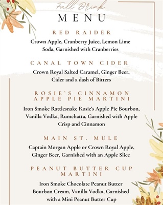 🍁Come try our new Fall drink specials! Available now through December 1st.🍂