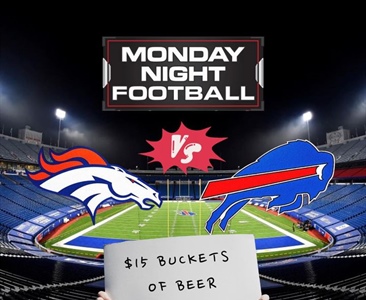 📣 Let’s go Buffalo! Hey-ayyyyyyy-ayyyyyyyy-ayy!

Football Specials tonight are available from 6pm-close

🍺Bar opens at 3pm
🍳Kitchen opens at 5pm