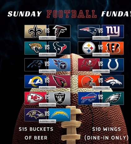 🎶 I wish it was Sunday woah woah, ‘cause that’s my fun day woah woah 🎶 Oh wait it is…SUNDAY FUNDAY!!

1 o’clock Steelers game
4:25pm Bills game 
Perfect games right in the sweet spot of the day! 

Let’s gooooooo!!! 

thefvi.com
585-388-0112