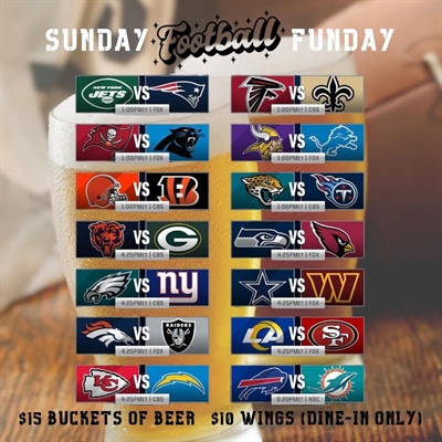 🏈 It’s the last Sunday Football Funday of regular season! 🏈

Division titles are at stake and the final playoff spots are up for grabs. 

“May the odds be ever in your favor”
~Hunger Games