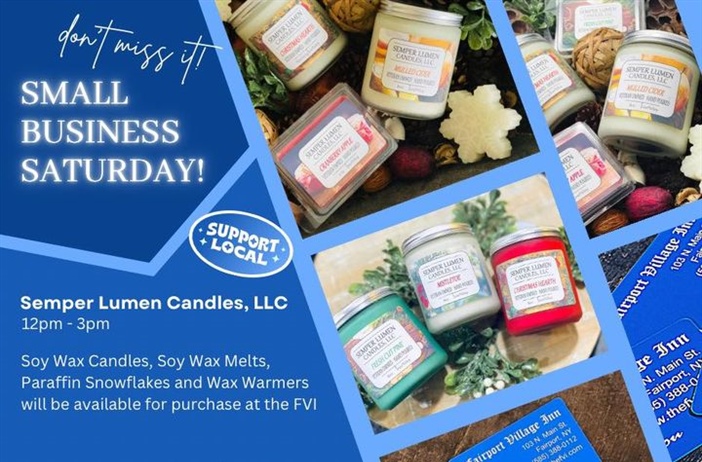 Today is the day! Small Business Saturday 🍽️🍺🛍️ Stop in between 12pm - 3PM to see our friends Semper Lumen Candles, LLC setup in...