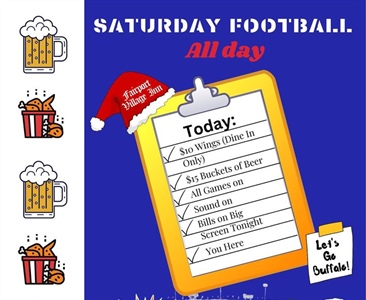 We’ve got the NFL ticket! All games will be on today!!        

🍗🍺Wing and Beer specials all day. Bills on the big screen tonight! 
Let’s Go Buffalo!! ……………………………………………..
#fvi #thefvi #fairportvillageinn #smallbusiness #smallbusinessowner #fairport #fairportny #supportsmallbusiness #supportlocal #supportlocalrestaurants #buffalobills #billsmafia🏈