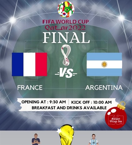 ⚽️ Opening at 9:30am today for the World Cup Final Match!  Breakfast sandwiches, Bloody Mary’s Mimosas Olé Olé Olé Olé!