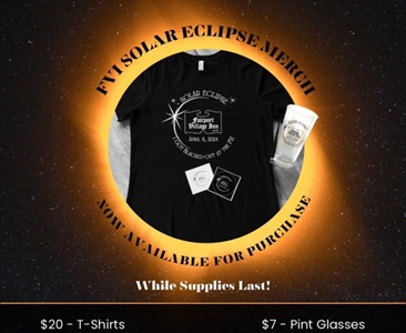 Hurry and grab your FVI Branded Eclipse merch while supplies last! See your server or bartender to purchase.