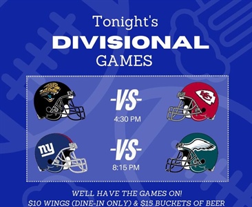 🏈 Divisional Weekend!! Come enjoy the games with us tonight!!  

#thefairportvillageinn #eatlocal #supportlocalbusiness #smallbusinessowner #fvi #fairportvillageinn #FVI #thefvi #supportlocal #supportsmallbusiness #FairportNY #SupportSmallBusiness