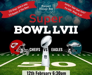 🏈🏆 𝙎𝙪𝙥𝙚𝙧 𝘽𝙤𝙬𝙡 𝙎𝙪𝙣𝙙𝙖𝙮 𝙁𝙪𝙣𝙙𝙖𝙮!!🏆🏈
Let’s have some fun this Sunday!  Join us for the game and Wings and Beer specials!
                           - OR -
Per-order wings to-go for your Super Bowl party. 

thefvi.com