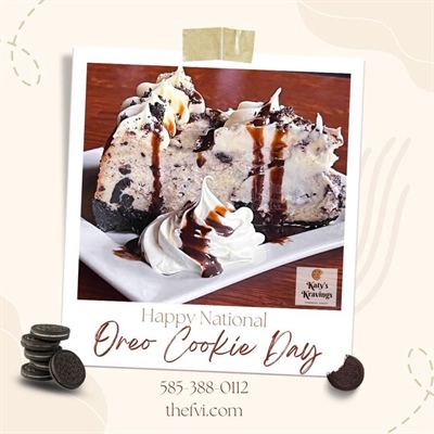 Happy National Oreo Cookie Day!

Why not celebrate with one of our Oreo Cookie Cheesecakes made by Katy's Kravings ! 

Open at 3pm today! 

thefvi.com
585-388-0112
