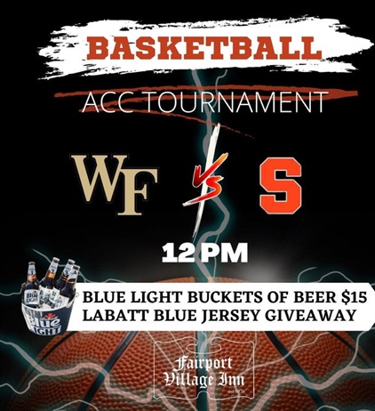 Here we go!! Syracuse’s first step towards the NCAA tournament! 
Game on the big screen today! Beer bucket special and a giveaway!! 
Let’s go Cuse!! 🏀🍊

thefvi.com
585-388-0112