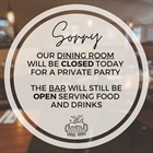 Sorry for any inconvenience. Bar will be open at 3pm today!