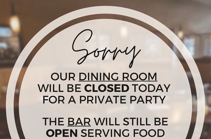 Sorry for any inconvenience. Bar will be open at 3pm today!