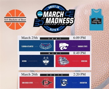 🏀 The ELITE 8 starts tonight! 🏀
Grab your spot early at the bar for some Beers and Basketball. 🍺 
Let’s Go!

thefvi.com