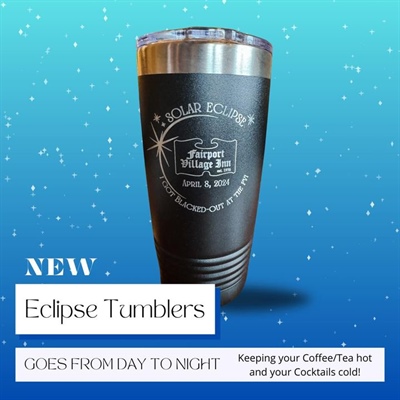 N E W 🌒 Merch Alert ‼️ 

20 oz Tumblers

Limited supply available.  Get ’em while we got ‘em!

. 
.
.
.
.
.
.
#thefairportvillageinn #fairportny #fairportvillageinn #FVI #thefvi #FairportNY #solareclipse #TotalSolarEclipse #totaleclipseoftheheart
