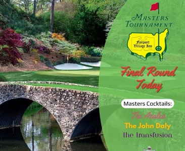Join us today for an exciting afternoon of golf as we watch the final round of the Masters! ⛳️ 

Enjoy refreshing Masters themed drinks and the thrilling conclusion of one of golf's most prestigious tournaments. 
.
.
.
.
.
.
#Masters #Golf #FairportVillageInn"