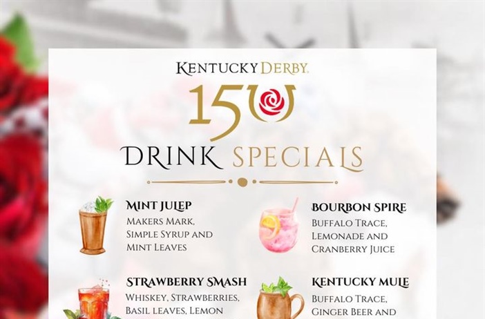 🏇🌹 Join Us for the Kentucky Derby!🌹🏇

Get your hats ready and join us at the Fairport Village Inn to watch the 150th Kentucky Derby! Experience the thrill of the race with our live screening and enjoy our delicious drink specials!

Live coverage begins at 2:30pm. Race starts at 6:47pm. Drink specials all day!!