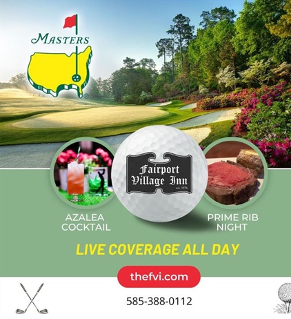🎬 Let’s try this again. The Masters Round 2 continues today. ⛳️🏌🏻
We’ll be open on Easter for the next round. 

It’s also Prime Rib night!

📞 For parties of 6 or more please call for reservations.  

585-388-0112
thefvi.com