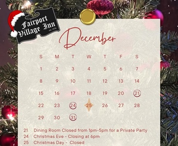 *Note - Our dining room will be closed this Saturday from 1pm - 5pm for a private party