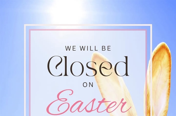 We’ll be closed on Easter Sunday so our team can enjoy the holiday with their loved ones