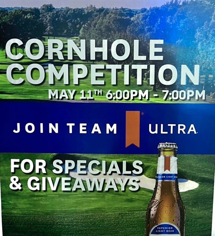 🌤️Come have some outdoor fun tomorrow with Mich Ultra’s Cornhole Competition! 

•Mich Ultra reps will have a couple of boards set up outside with shorten games (play until 11pts). 

•Sign up starts at 5:30pm. 

•Mich Ultra Swag available and prizes for the winners! 🏆

•We’ll have $3 - 16oz Mich Ultras all day! 🍻

thefvi.com
585-388-0112