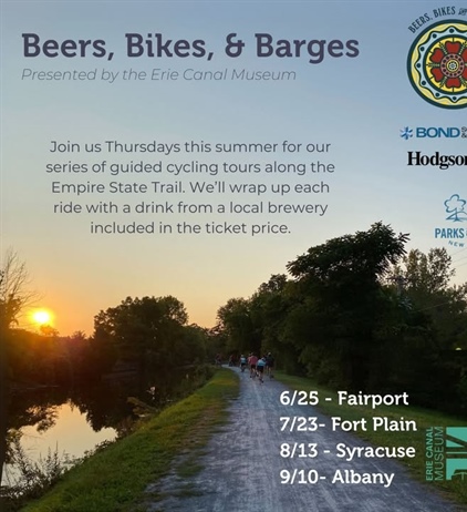 Time to get your bikes out for our June 25th Beer, Bikes and Barges tour around Fairport In conjunction with the Erie Canal Museum!