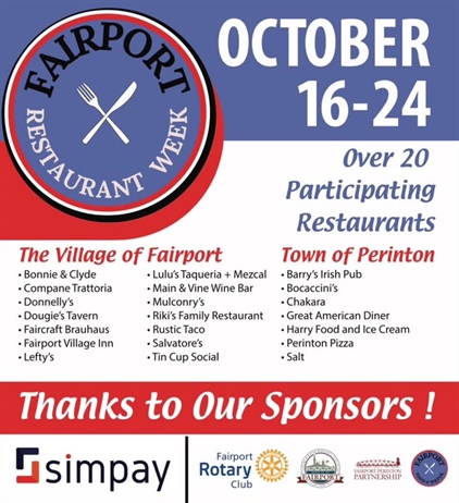 Fairport Restaurant Week, save the dates. 🗓️