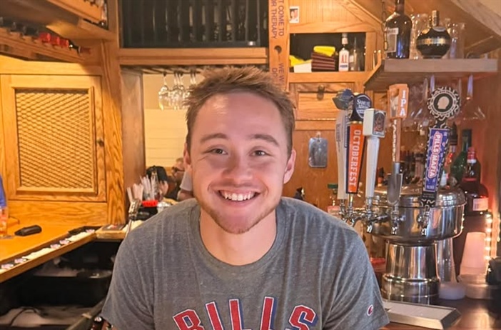 Our man Parker holding down the bar for Sunday Fundays while Kristen is out recuperating from her wrist surgery