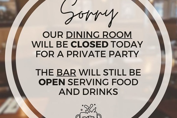 Sorry for any inconvenience. Bar will be open at 3pm today!