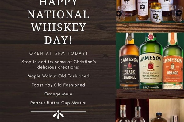 🥃 Happy National Whiskey Day! 🥃
Come see Christina starting at 3pm for some delicious whiskey...